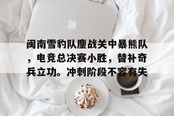 闽南雪豹队鏖战关中暴熊队,电竞总决赛小胜,替补奇兵立功。冲刺阶段不容有失  闽南雪豹队鏖战关中暴熊队,电竞总决赛小胜,替补奇兵立功。冲刺阶段不容有失